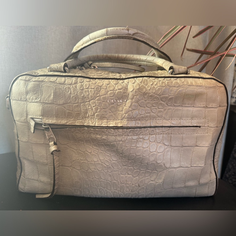 Coach Bleeker Crocodile 
Embossed Satchel Handbag 30449